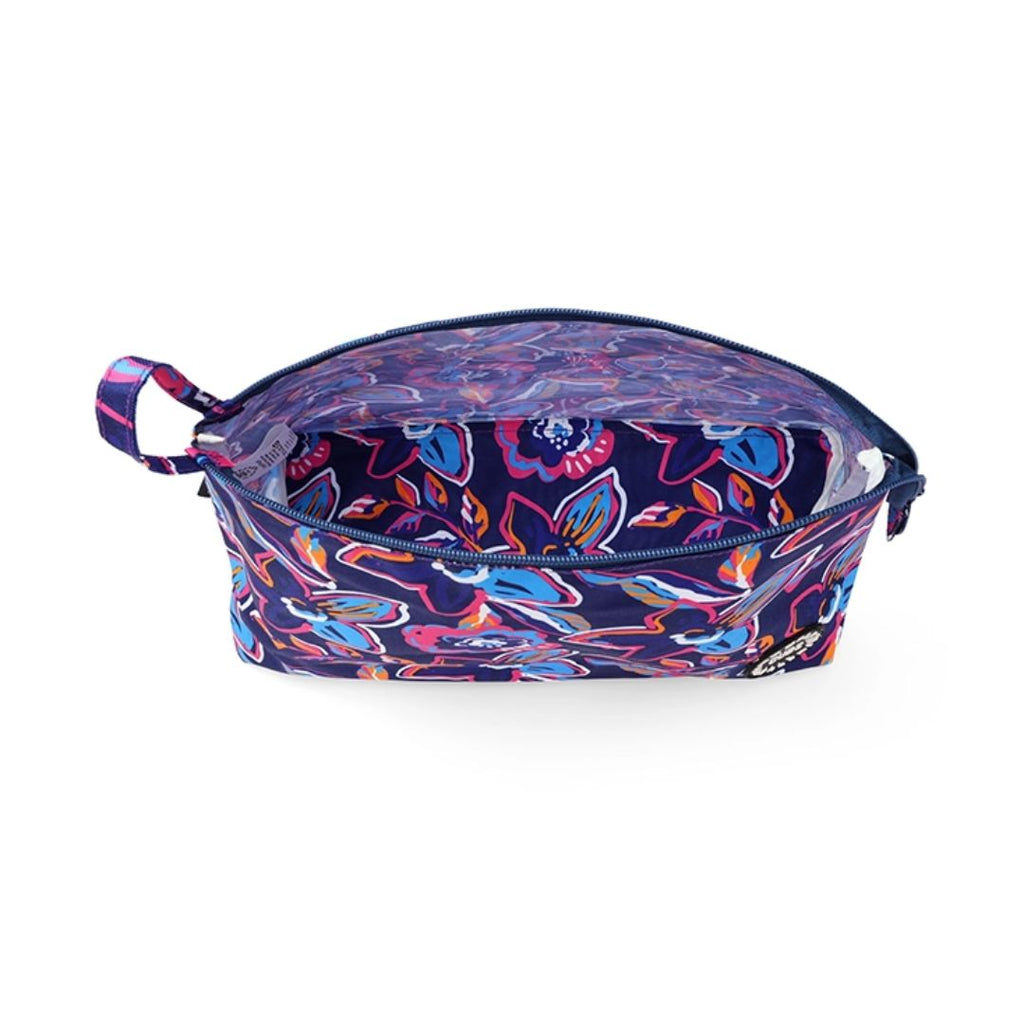 Navy Flowers Medium Pouch