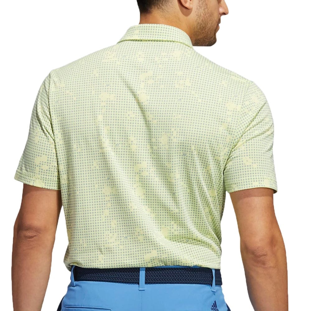 adidas Night Camo-Print Primegreen Polo Shirt - Pulse Yellow/Focus Blue